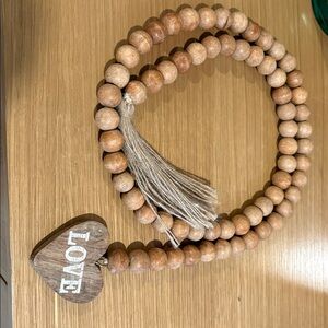 Natural wood bead garland